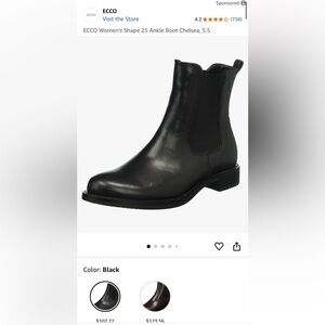 Ecco Black Ankle Booties Leather Size 10